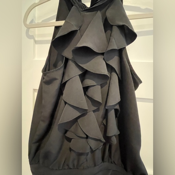Black Ruffled Halter Top - Picture 2 of 7